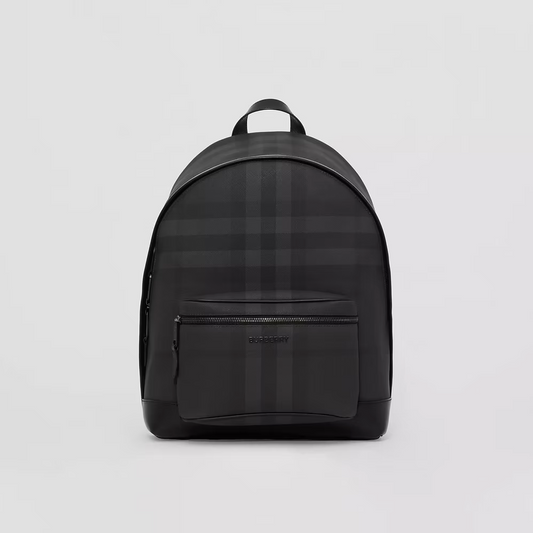 Charcoal Check and Leather Backpack