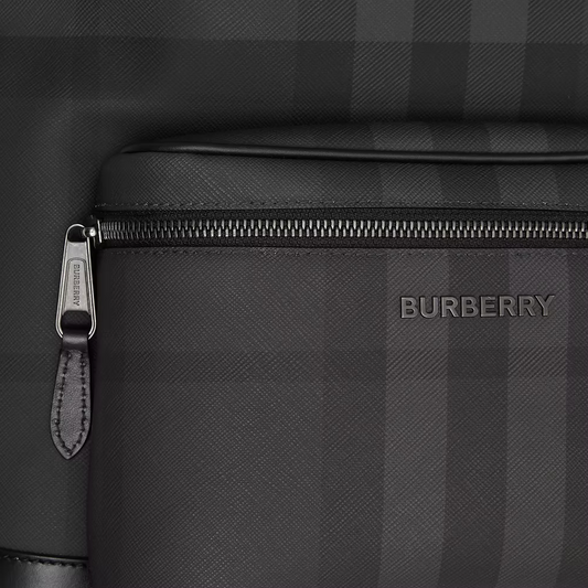 Charcoal Check and Leather Backpack